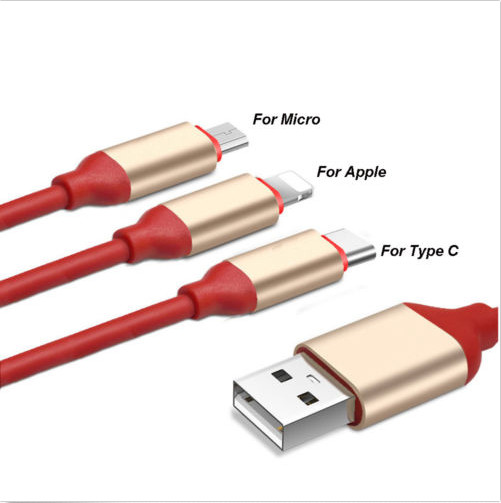 3 in1 Micro USB/Type C/iphone IOS Multi-Function Charger Cord~3FT Black gallery