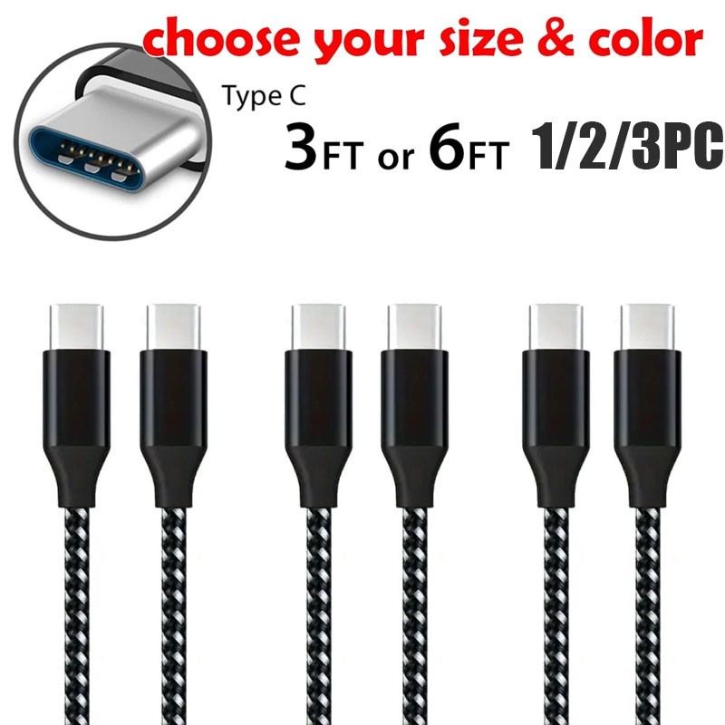 USB C to USB C Cable 60W Nylon Braided Fast Charging Type C Cord 1/2/3 Pack gallery