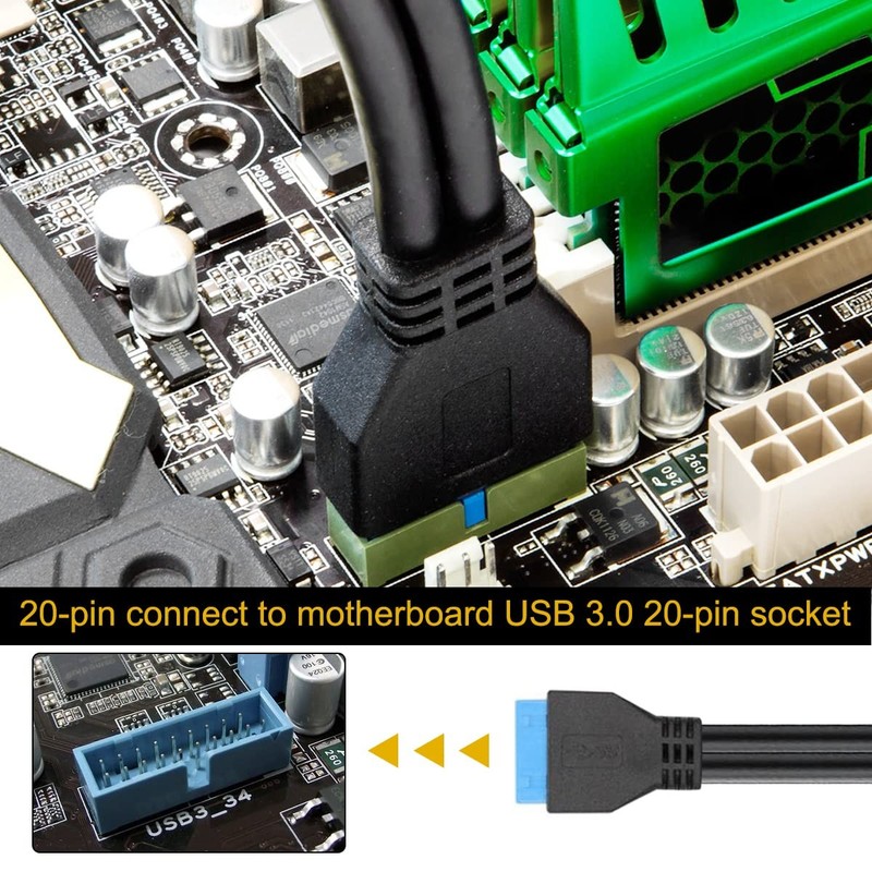 Dual USB 3.0 Female to Motherboard 20pin Header Cable for Front Panel, PC Mai... gallery