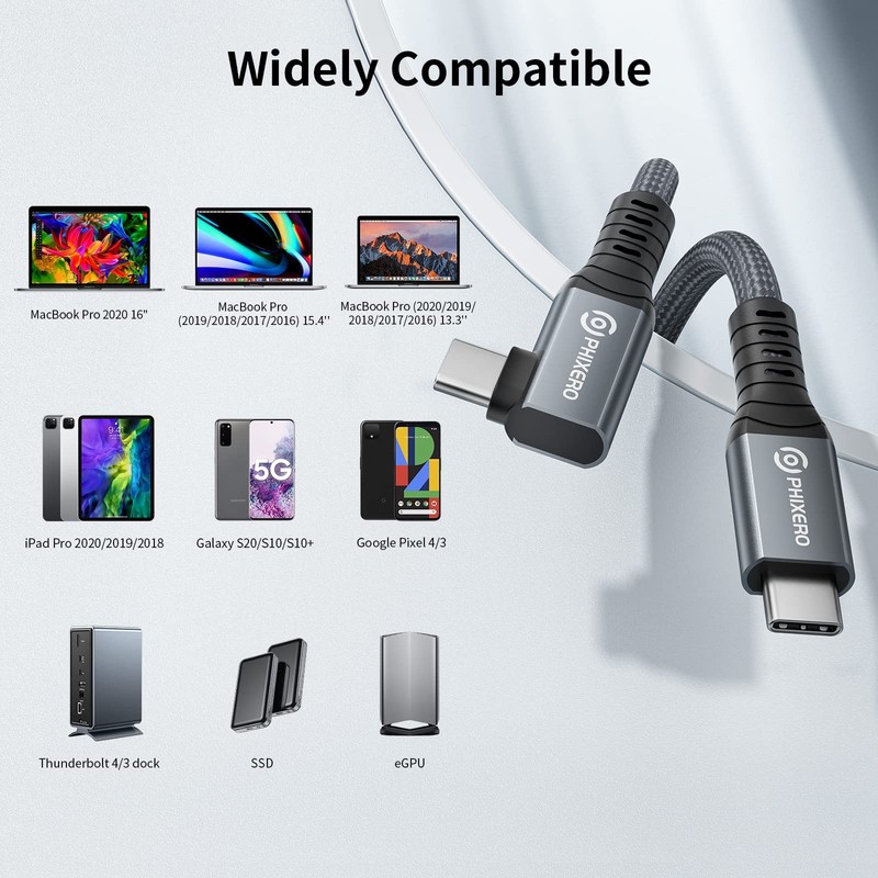 Cable Compatible With Thunderbolt 4 Cable 1ft Right Angle USB4 40Gbps PD100W gallery