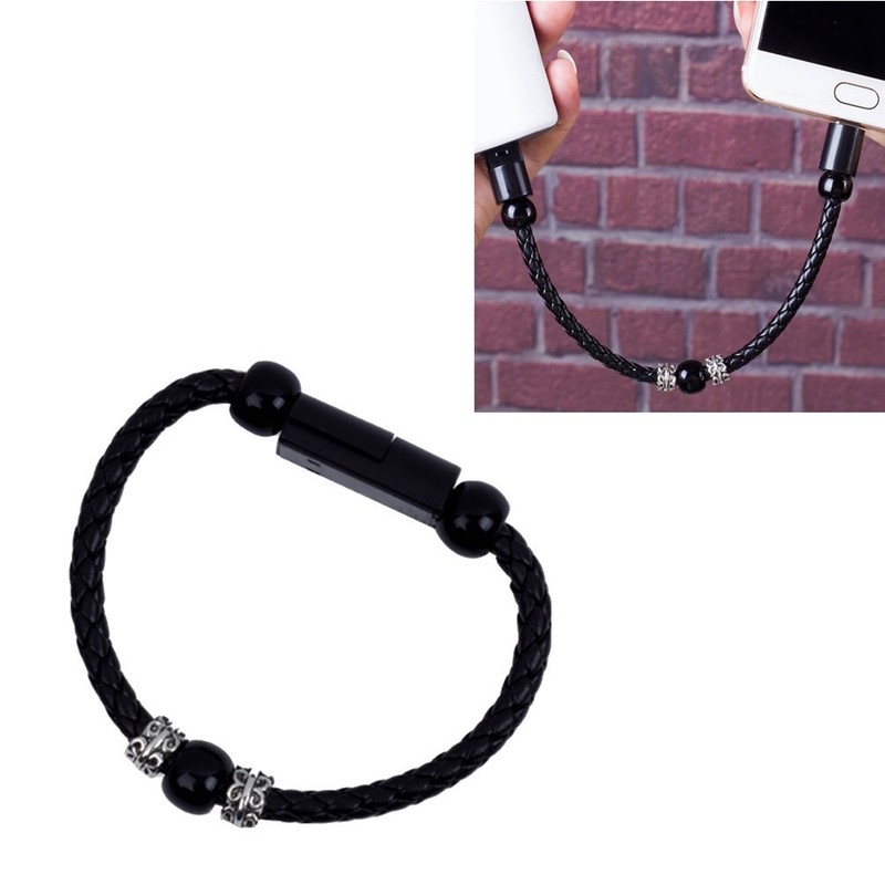 1Pc USB -C Data Sync Cable Braided Wristband Style Charging Cable (Black) gallery