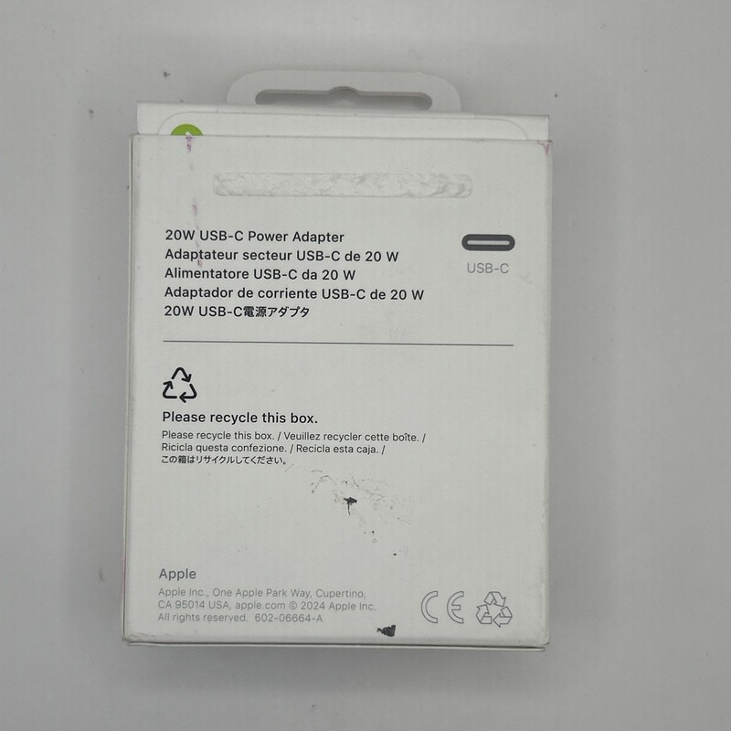 Apple USB-C 20W Power Adapter Fast Charger Wall Plug New Open Box gallery