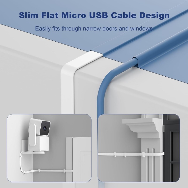 Effortless Setup: 15FT Extension Cable for WYZE Cam Pan V3 with Clips - 2-Pack gallery