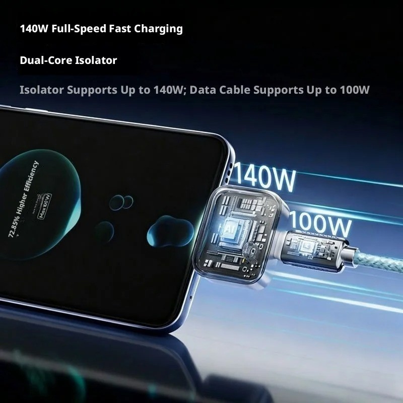 140W Fast Charging Data Cable, Auto Power-Off Smart Full Capacity Cut-off Cord gallery