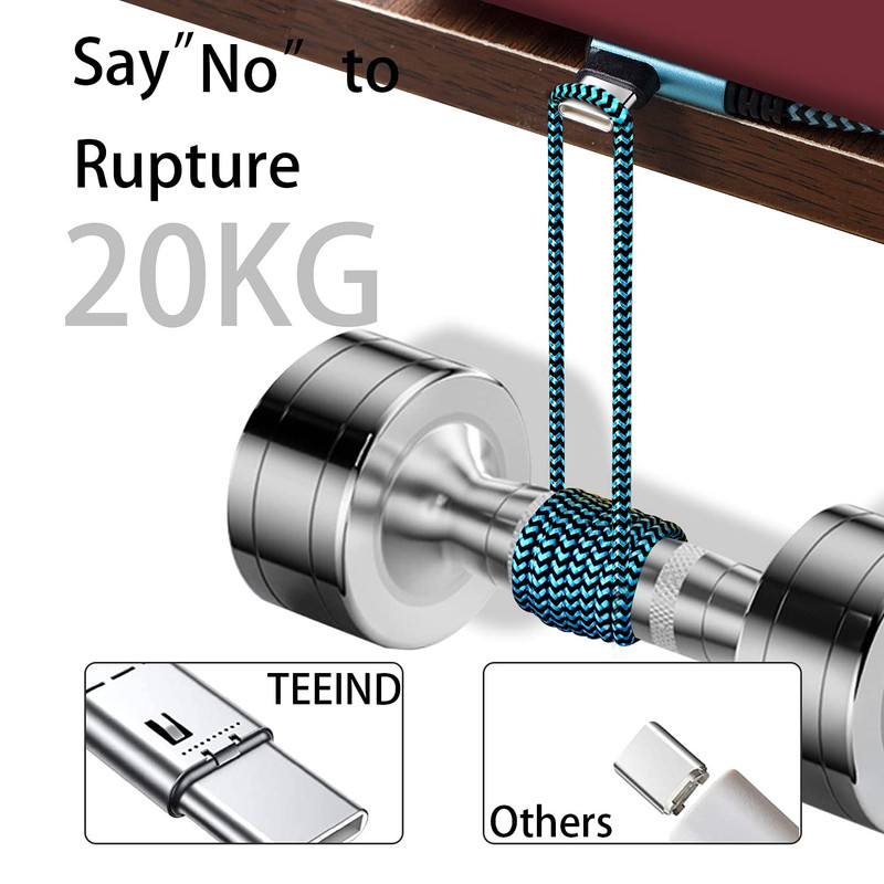 USB Type C Cable 2.1A Fast Charging: [90 Degree/6Ft/3Pack] Nylon USB C Cord Righ gallery