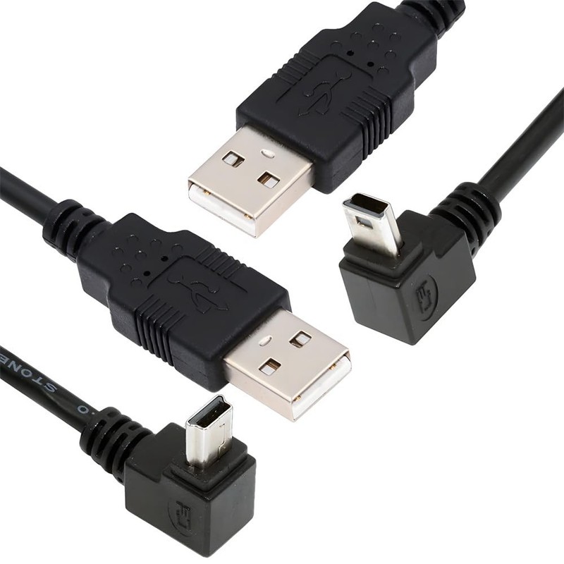 2 PCS Mini USB B Type Down Up Angled 90 Degree To USB 2.0 Male 50cm Cable