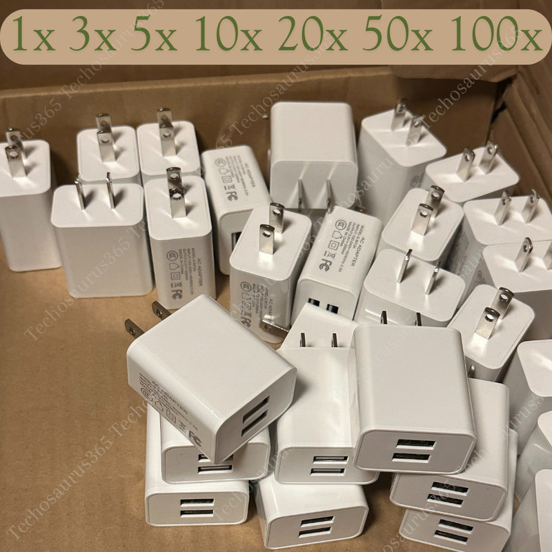 USB Double Wall Fast Charger Adapter Dual 5V2A For iPhone Samsung USB-A Plug Lot