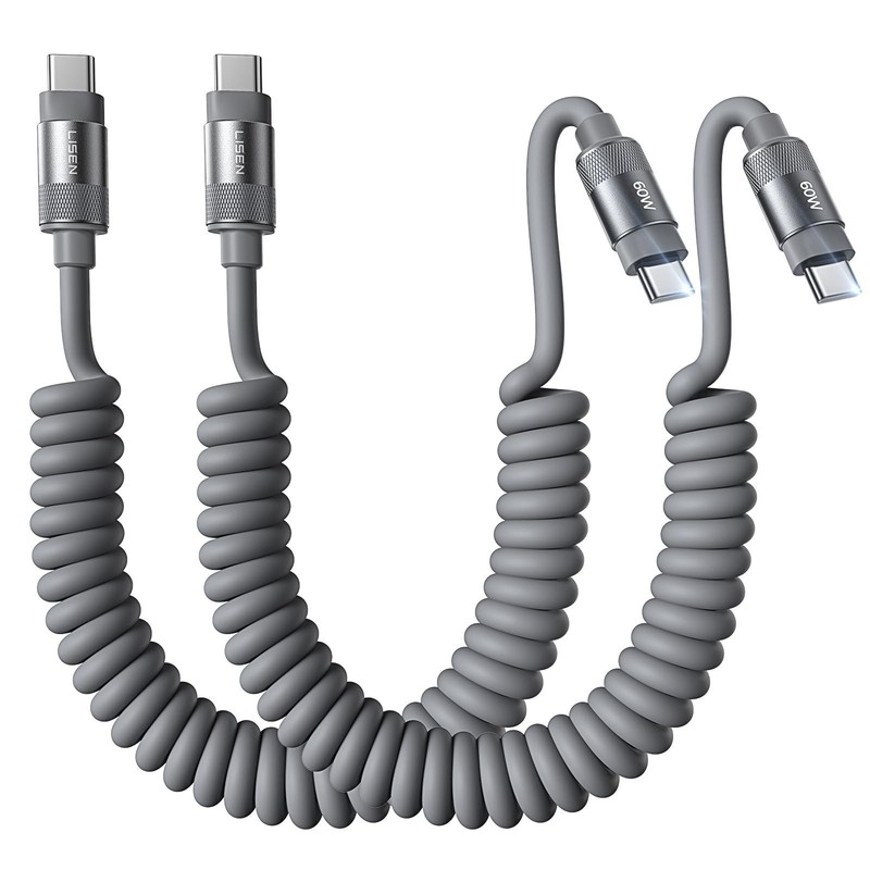 Coiled USB C Cable 2 Pack - 60W Fast Charging Type C to C Cable, Durable & Flexi gallery