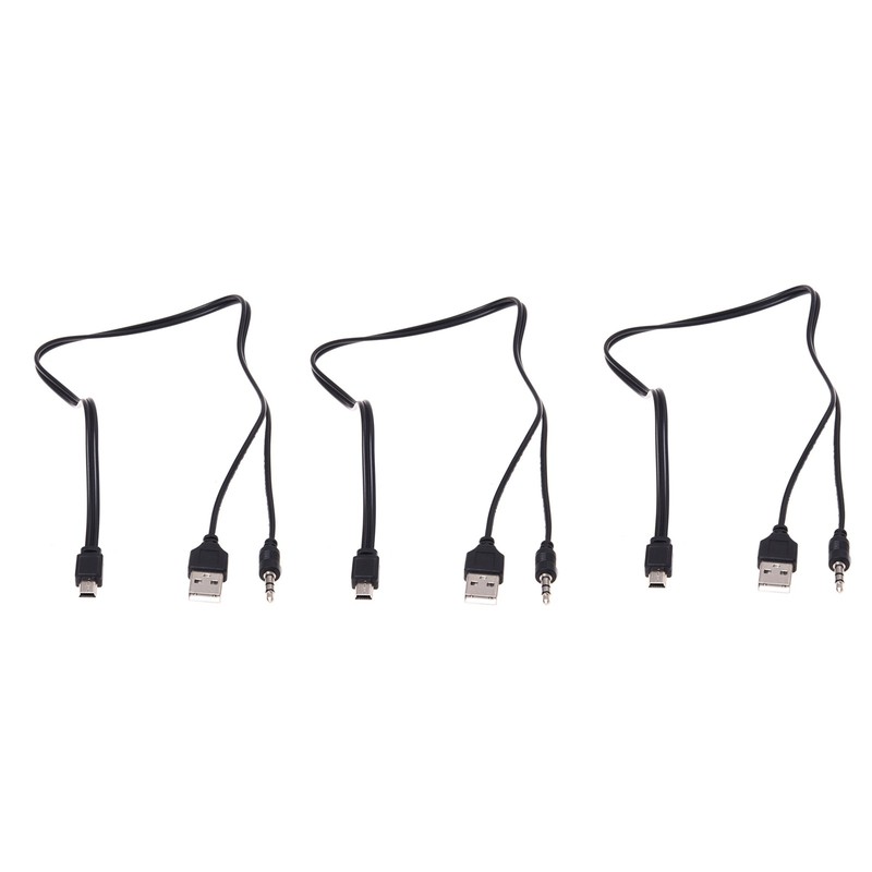 3 Pcs 3.5mm Aux USB2.0 Male 5 Pin USB Portable Speaker Audio Cable L8L99399