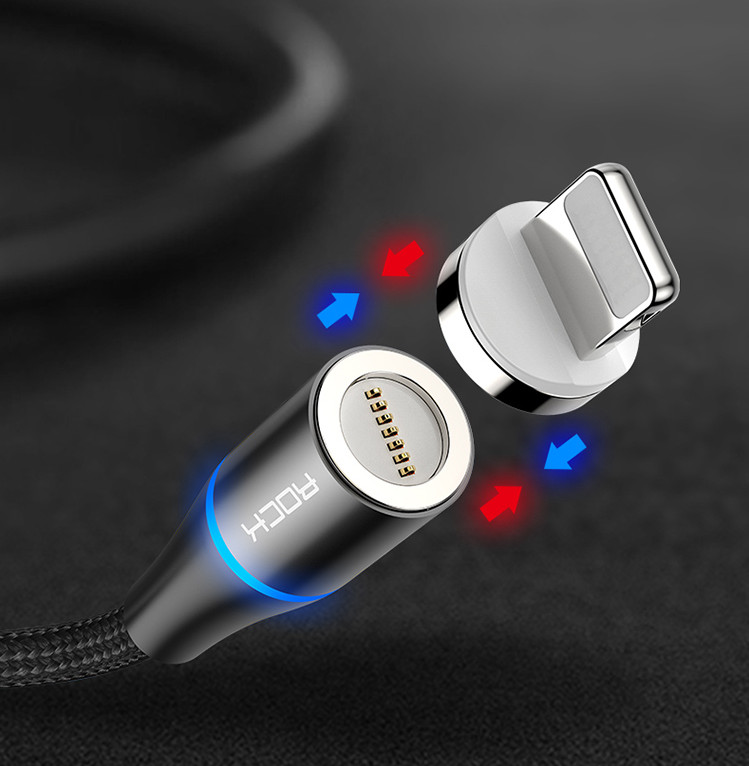 Rock 3 in1 Magnetic 3A Braided Fast Charge & Sync Cable for Apple Android gallery