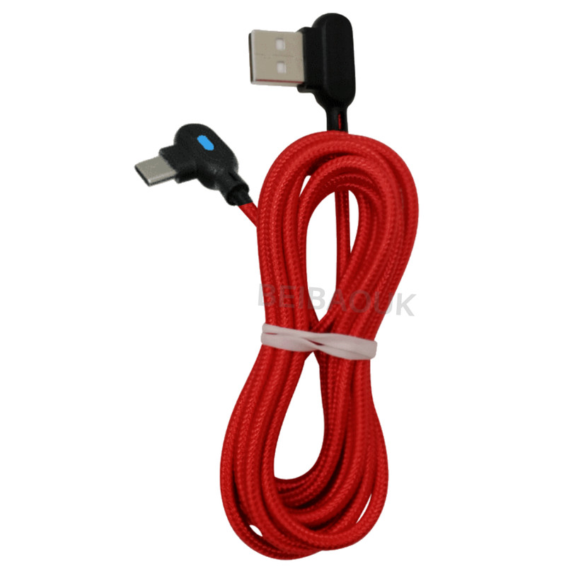 90 Degree Type C Cable 6Ft Fast Charging Cord For Samsung S20 S10 USB-C Charger