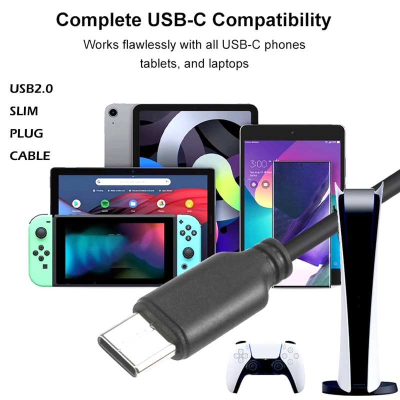 50ft USB2.0 Slim USB C to USB A Cable, Black, 2.8mm, Supports Data Transfer u... gallery