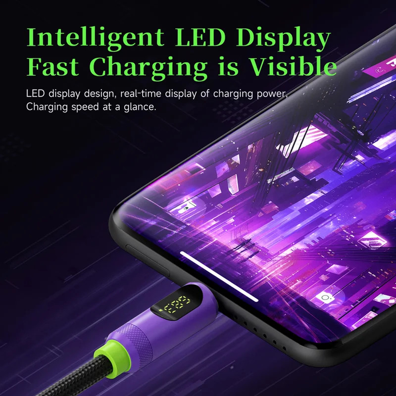 Hagibis Magnetic USB-C to USB-C Cable LED Display 240W PD Fast Charging 1m/2m gallery