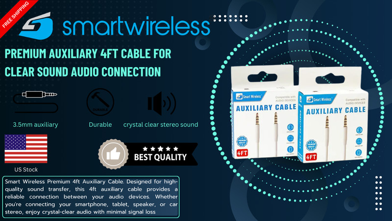 Pack of 32 Premium Auxiliary 4ft Cable for Clear Sound Audio Connection Lot