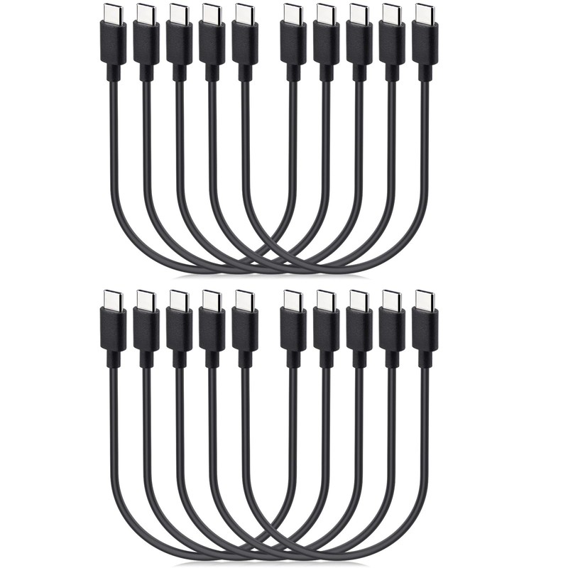 USB C to USB C Cable 10-Pack Bulk, 1 ft Type C Charging Cord Multipack
