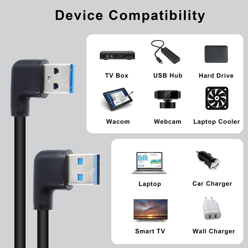 90 Degree Short USB 3.0 Extension Cable 1 Ft Right Angle USB 3.0 Type A Male ... gallery