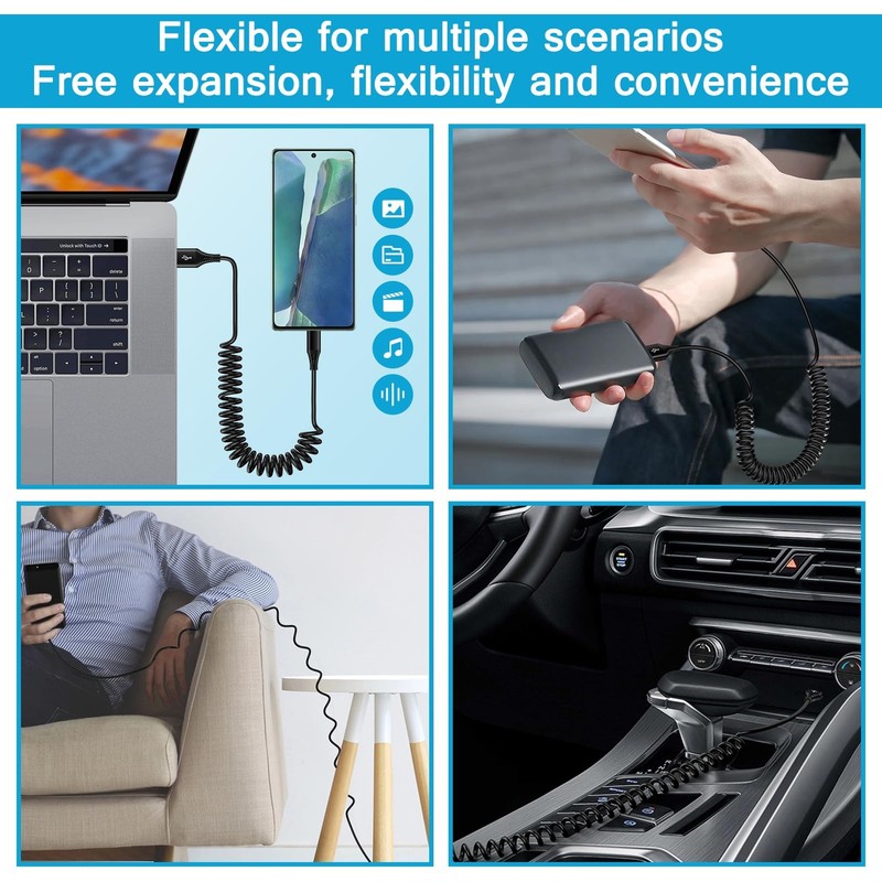 Samsung S24 Ultra FE Coiled USB C to USB A Cable Fast Charging for Galaxy S26... gallery