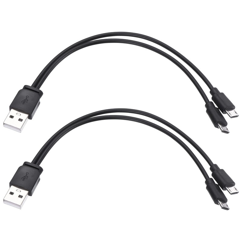 2Pcs Multi Charging Cable, 2 in 1 USB A to Micro USB Splitter 8″, Black