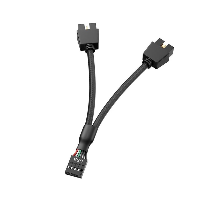 Motherboard 9pin USB2.0 to Dual 9pin Extension Cable Splitter Cord Black