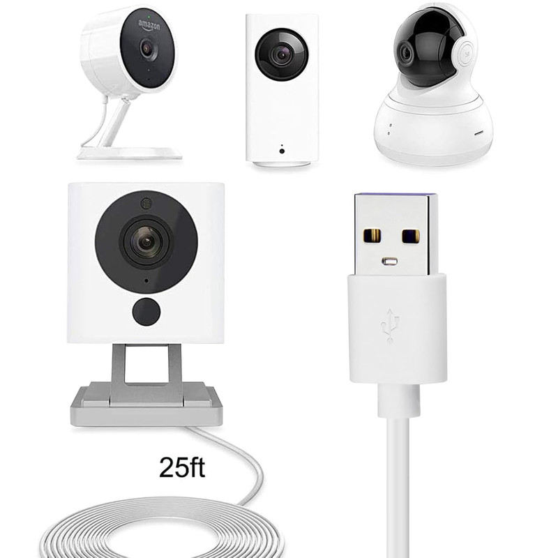 4-Pack 25Ft Security Camera Micro USB Extension Cable Compatible for Wyze Cam, B gallery