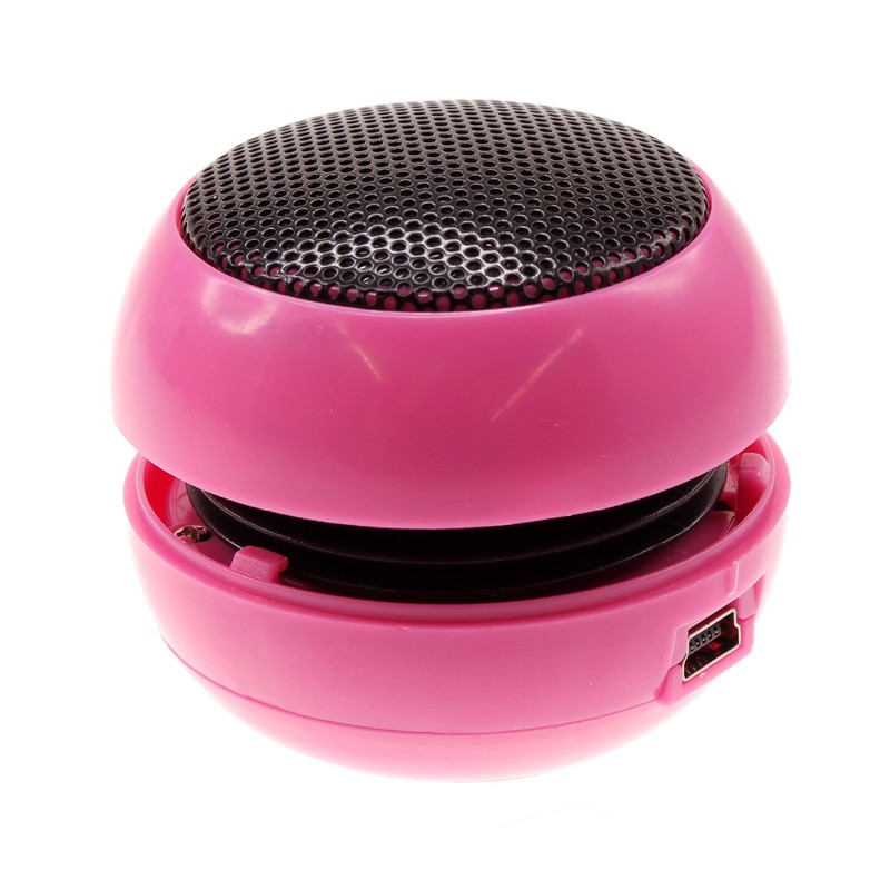 Wired Speaker Portable Audio Multimedia Rechargeable Pink for Smart Phones