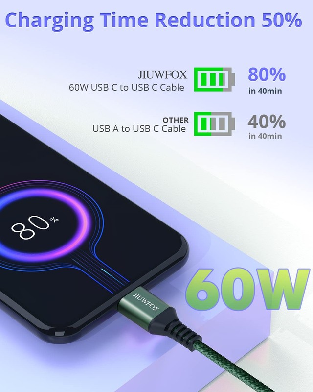 USB C to USB C Charging Cable 10ft 60W Fast Charger for iPhone 17/S25 - Durable gallery