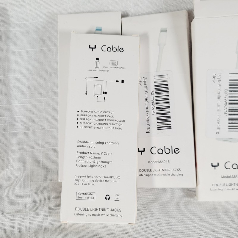 8 - Double Charging & Headset Y Cable Dongle For Apple Devices Bulk Lot gallery