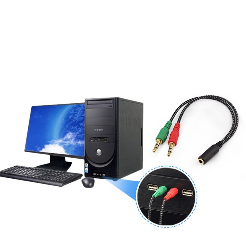 Female To 2 Male Audio Headset Adapter Splitter Cable For Pc Laptop Microphone gallery