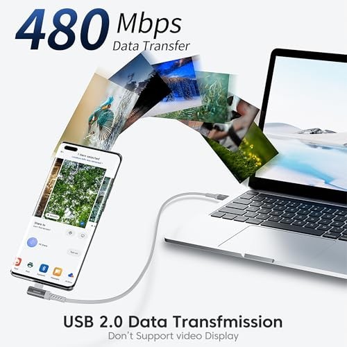 10ft USB C to USB C Charger Cable 60W Fast Charging Cord - Right Angle 2Pack for gallery