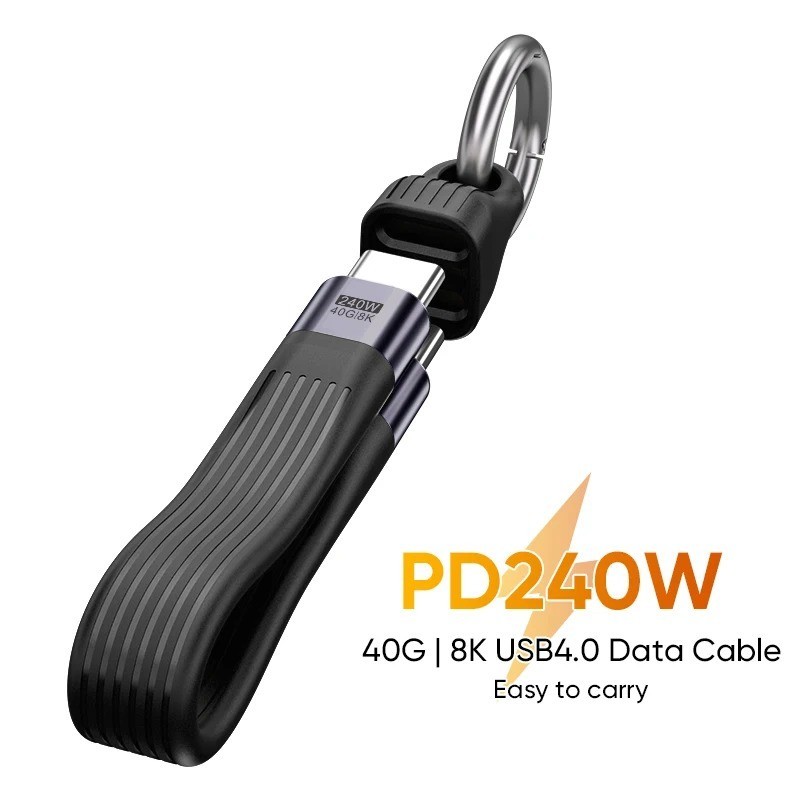 USB C to Type C Cable 240W 40Gbps 8K Video Fast Charging Keychain Mini Portable gallery