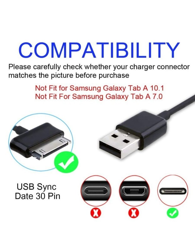30-Pin USB Charging Cable For Samsung Galaxy Tab 2 8.9 7.7 7.0 Plus Note gallery