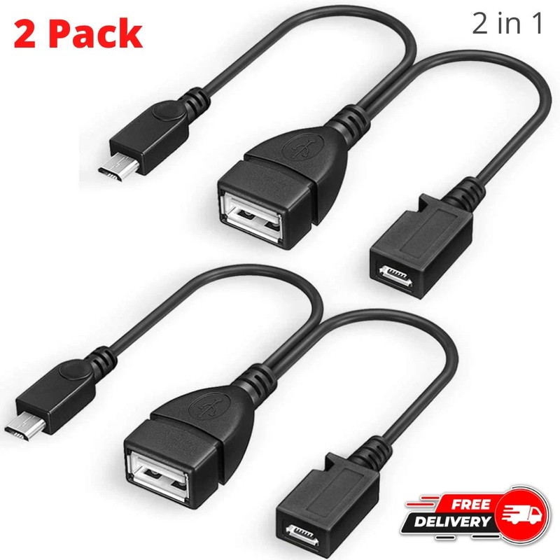 2 Pack Micro USB OTG Adapter With Power For Fire Stick/Host Devices Etc TV Media gallery