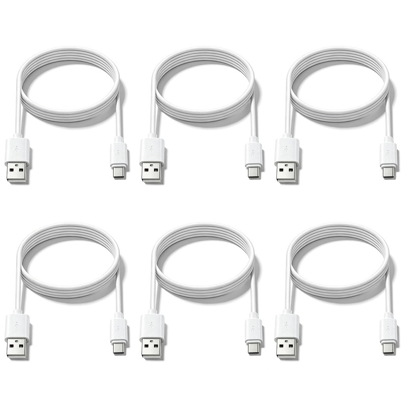 USB C Fast Charging Cables 2A USB A To Type C Charger Cord 6FT White 6 Pack