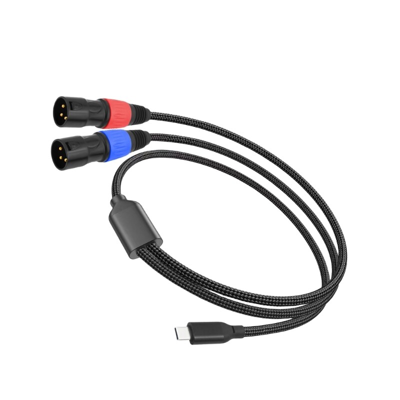 USB C to Double 3Pin Male Sound Cable Adapter for Speakers Power Amplifier