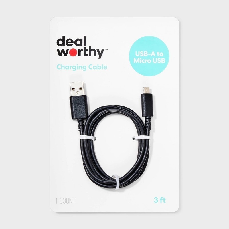 3′ USB-a to Micro-USB Cable – Dealworthy™ Black: 3′ Charging Cord
