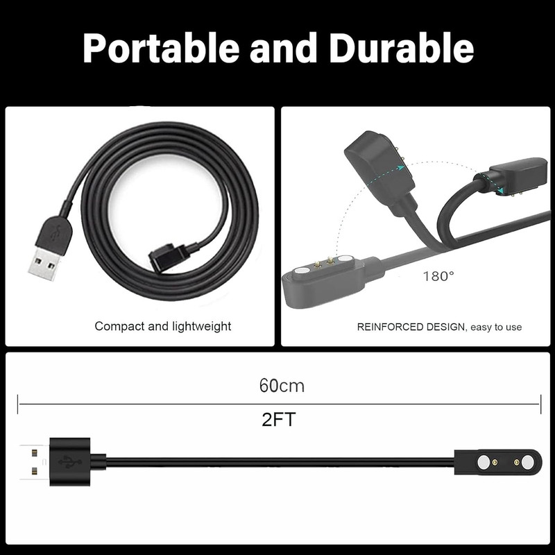 2-Pack for Raycon Bone Conduction Headphones Charger Magnetic USB Charging Cable gallery