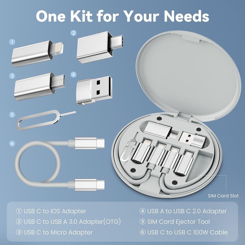 Basesailor Multi USB Charging Adapter Kit,USB 3.0 to USBC Adapter Set,1FT 100W C gallery