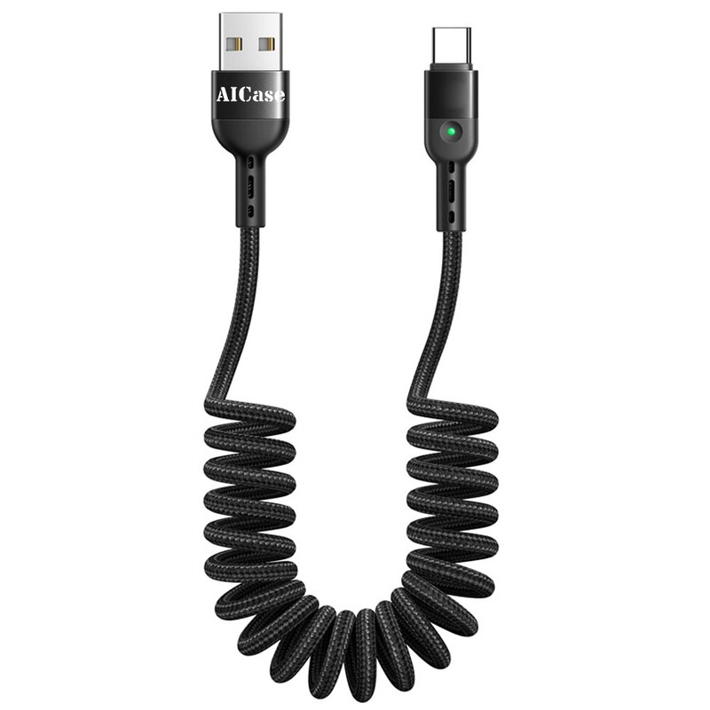 Coiled USB-C Charger Data Cord Type C Charging Cable For iPhone 15 Pro Max / 15