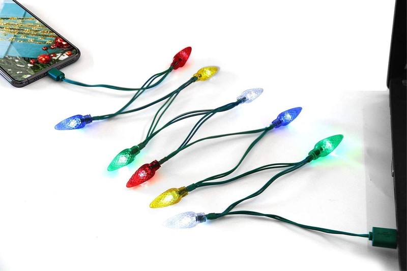 LED Christmas Lights Phone Charging Cable,Festive USB Bulb Charger,50 Inch 10...