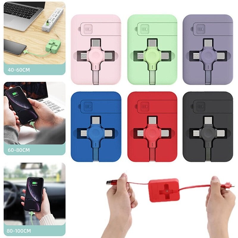 Retractable 3 in 1 Fast Charging Cable Charger Cord for iPhone USB Micro Type C gallery