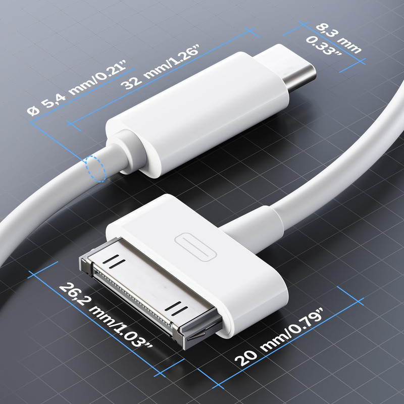 30-Pin to USB C Adapter Cable for Iphone, Ipad, Ipod – 2X 3Ft (Next-Generation gallery