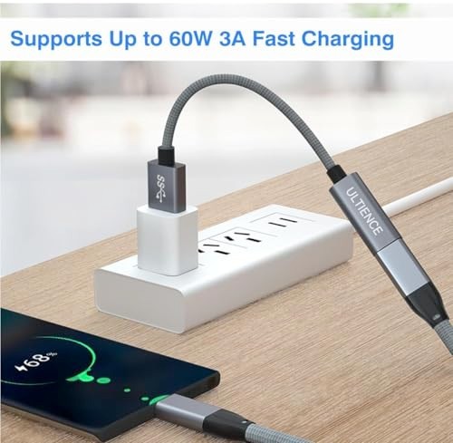 USB C Adapter 10Gbps 60W Fast Charging USB A to USB C Female Connector for gallery