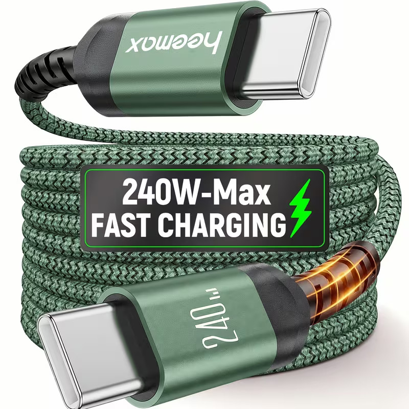 HEEMAX 240W Max Fast Charging Cable, PD3.1 High-Speed Type-C Charger Cord 3ft