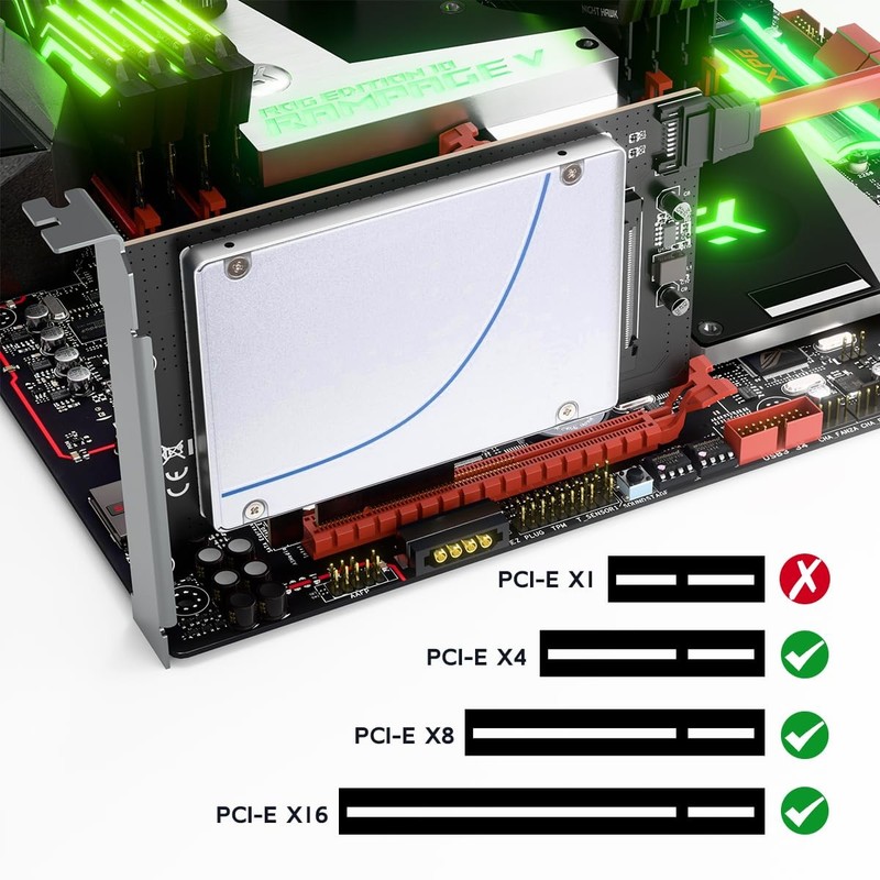 U.2 To PCIe 4.0 X4 Adapter Card 2.5 Inch U.2 SFF8639 SSD 64Gbps Full Speed gallery