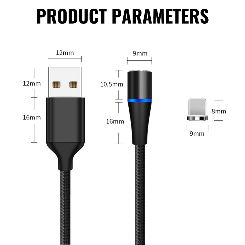 For iPhone 14 13 12 11 Pro Max 8 7 USB Magnetic Charger Cable Fast Charging Line gallery