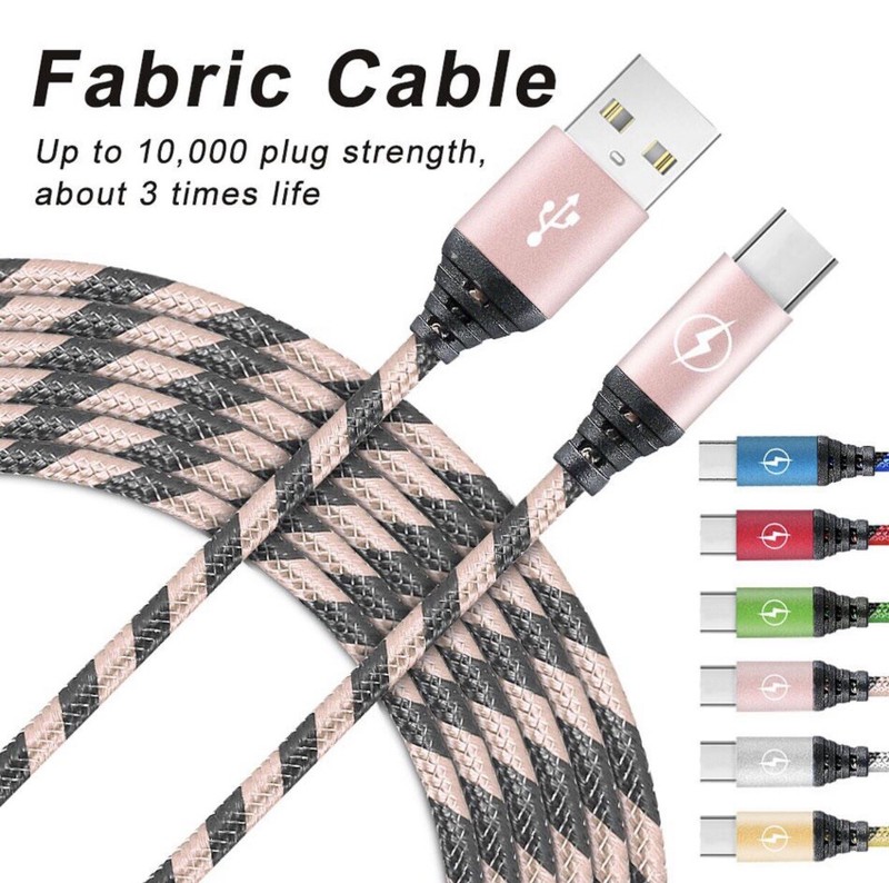 (x2) Micro USB Charging Charging Cable 3FT Long Nylon Braided USB TYPE C CABLE