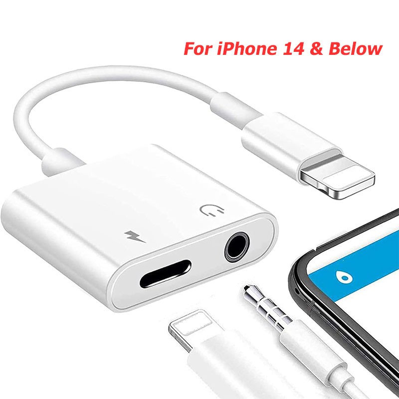 For iPhone 14 13 12 11 Pro Max to3.5mm AUX Headphone Jack Adapter Audio Splitter