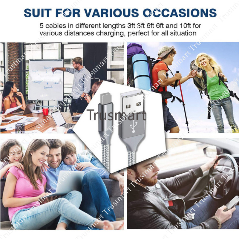 3/6 PACK 6FT Heavy Duty USB Charger Cable Cord Lot For iPhone XR 11 12 13 14 8 7 gallery