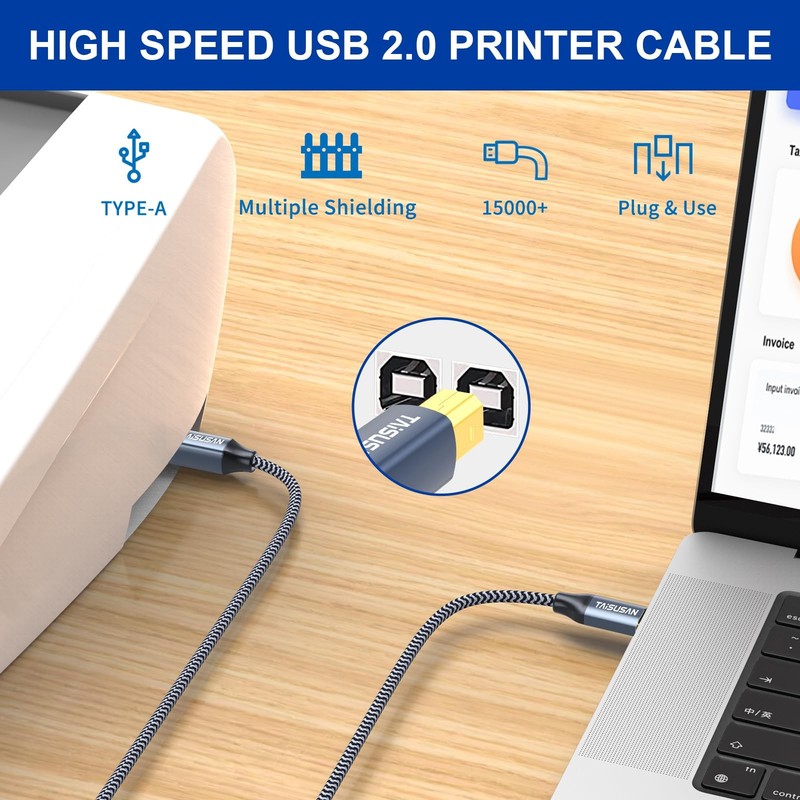 TAISUSAN 30ft USB C to USB B Printer Cable - High Speed MIDI Cable Compatible... gallery