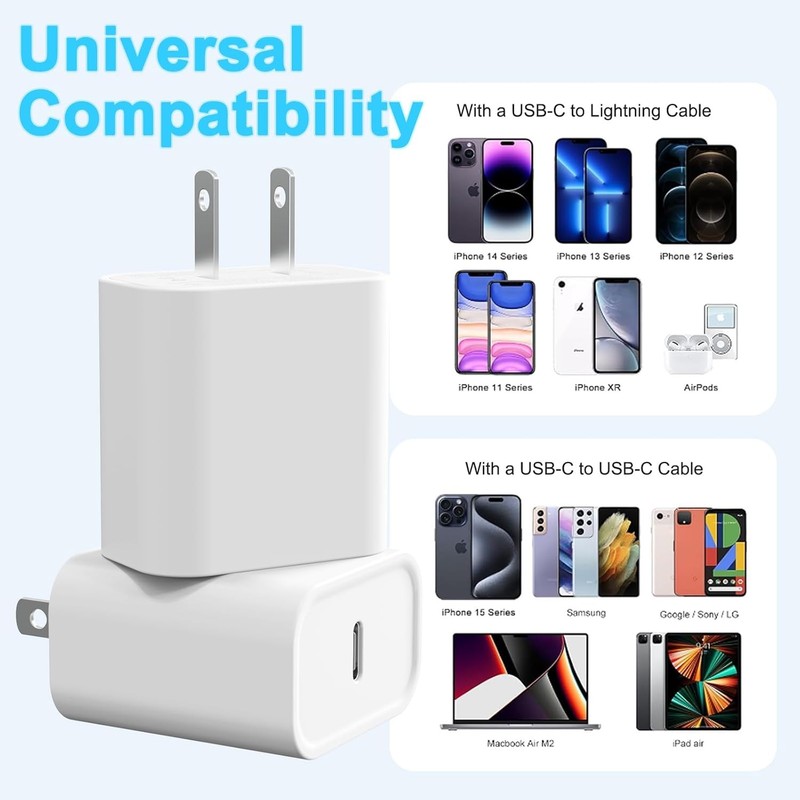 For iPhone16 15 16 16e 17 Air 20W PD Fast Charger Block Braided Type C Cable Lot gallery